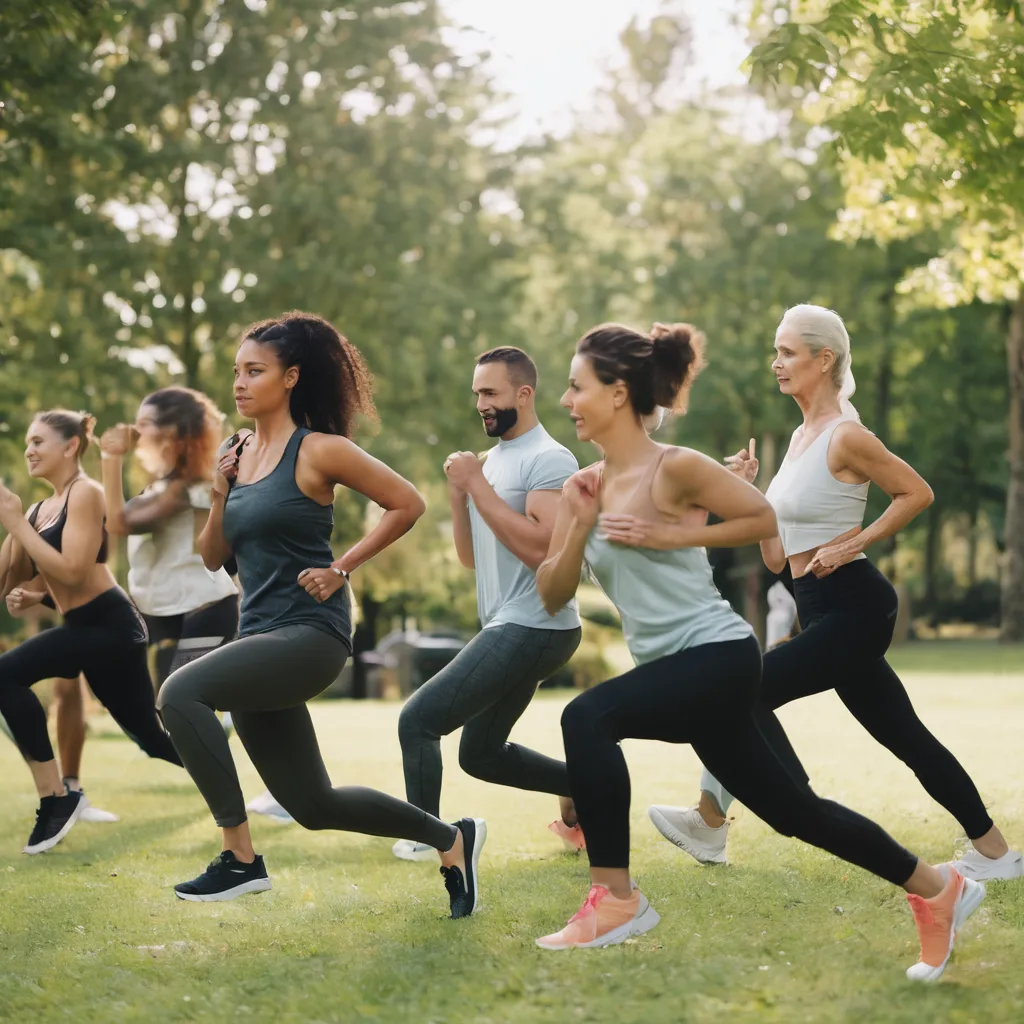 Group of individuals engaging in outdoor exercise for health